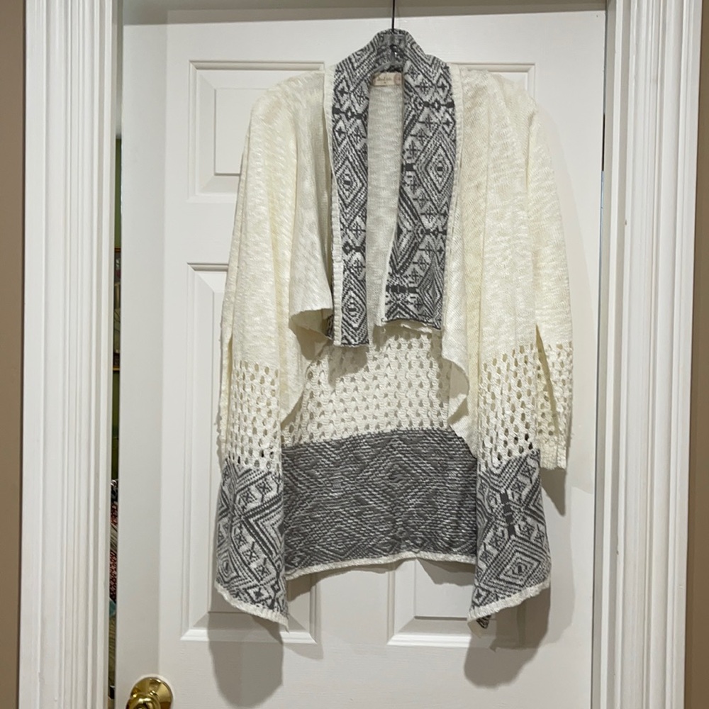Grey and cream long cardigan